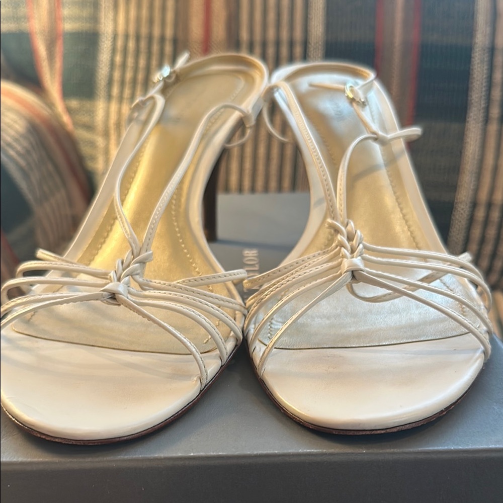 Ann Taylor Cream Sandals with Strappy Design